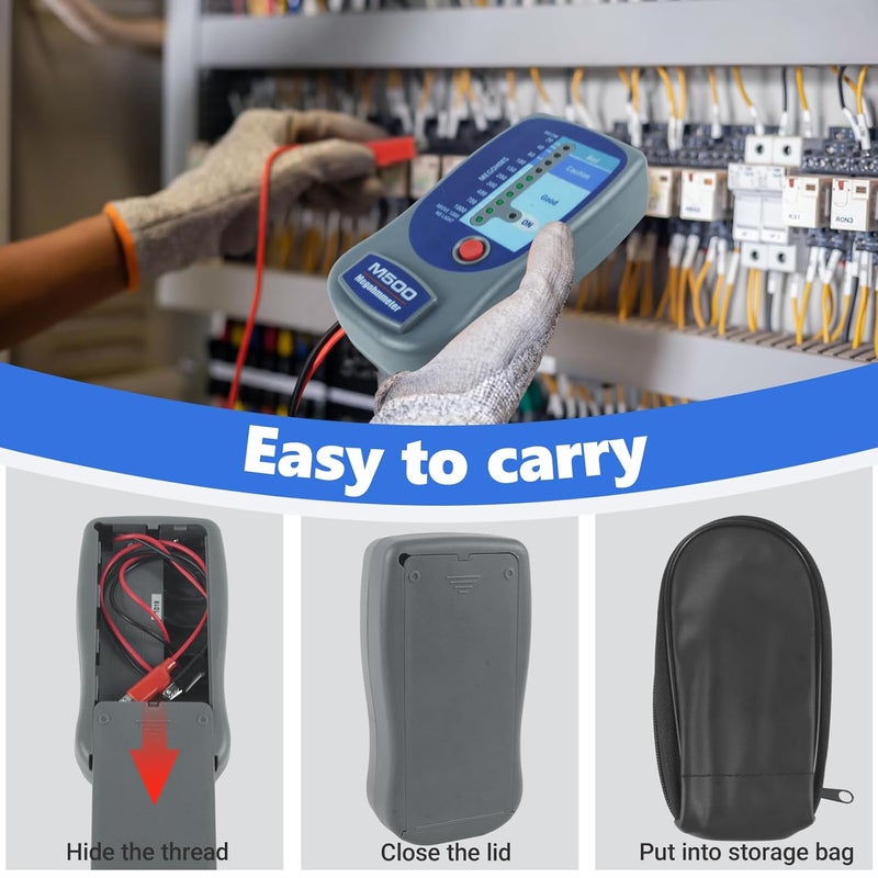FRIGESWIFT M500 Insulation Tester/Electronic Megohmmeter – 0 to 1000 Megohms, 500V, with Soft Carrying Case - Image 5